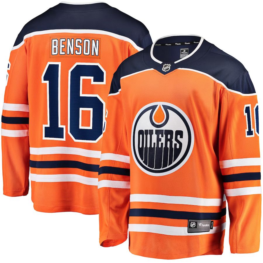 Men Edmonton Oilers 16 Tyler Benson Fanatics Branded Orange Home Breakaway Player NHL Jersey